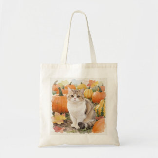 Bolsa Tote Saco de mão American Shorthair Autumn Pumpkin Patc