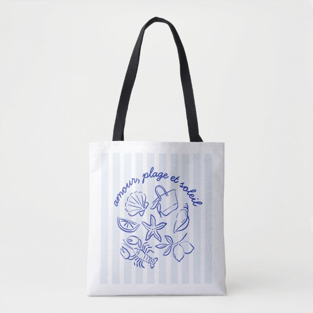 Bolsa Tote Saco de Mão – Amour, Praia & Sol (Frente)
