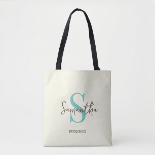 Bolsa Tote Saco de mão azul personalizado com nome para damas
