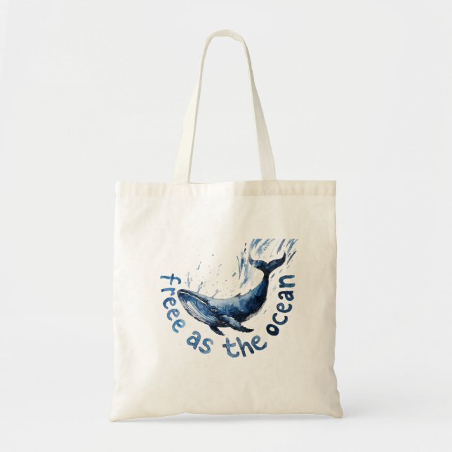 Bolsa Tote Saco de mão Baleia Grátis (Frente)