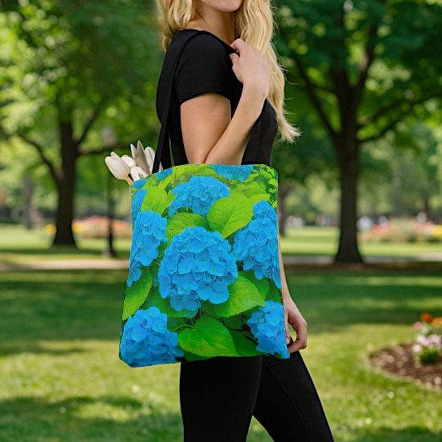 Bolsa Tote Saco de mão Blue Hydrangeas (Criador carregado)