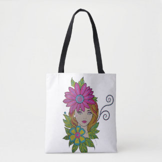 Bolsa Tote Saco de mão Boho Menina Coroa de Flores