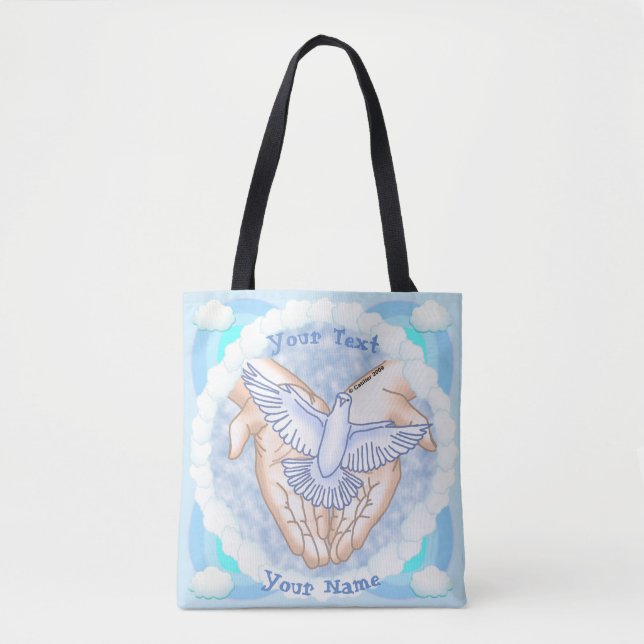 Bolsa Tote Saco de mão Christian Hands Dove (Frente)