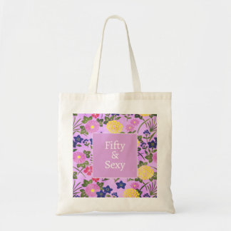 Bolsa Tote Saco de mão colorido com citação sexy floral para