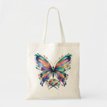 Saco de mão colorido de borboleta de artista em aq