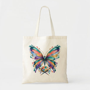 Bolsa Tote Saco de mão colorido de borboleta de artista em aq