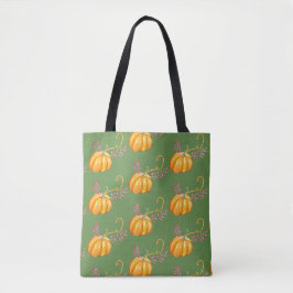 Bolsa Tote Saco de mão com arte de abóbora de lanterna laranj