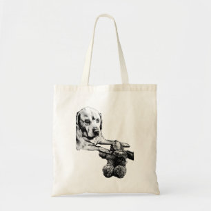 Bolsa Tote Saco de mão com arte de cachorro e ursinho de pelú