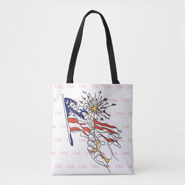 Bolsa Tote Saco de mão com bandeira dos EUA (Frente)