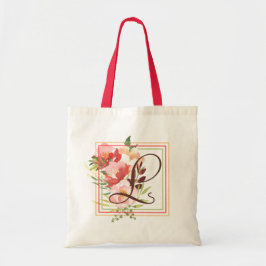 Bolsa Tote Saco de mão com bouquet emoldurado monograma