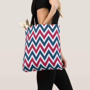 Bolsa Tote Saco de mão com Chevron Patriótico