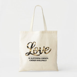 Bolsa Tote Saco de mão com Citação de Amor é Sofrimento em Fo