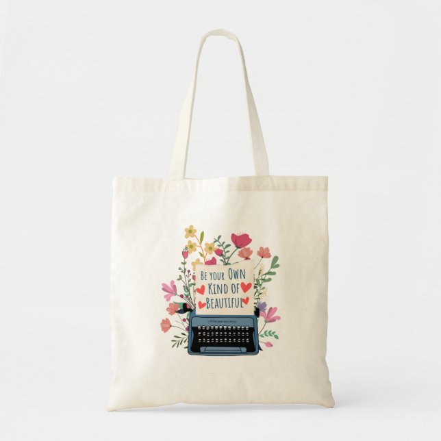 Bolsa Tote Saco de mão com citação de amor próprio (Frente)