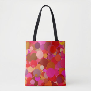 Bolsa Tote saco de mão com confetes de bolinhas vermelhas