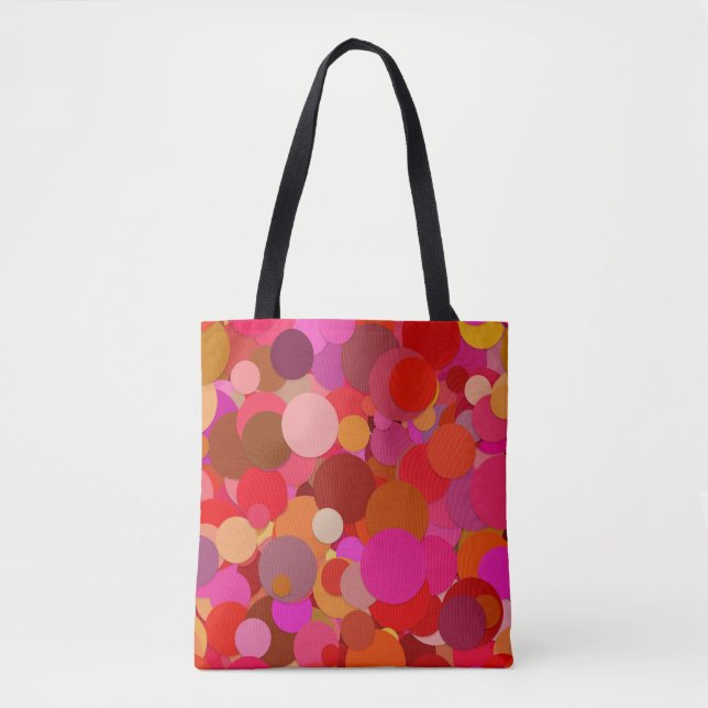 Bolsa Tote saco de mão com confetes de bolinhas vermelhas (Frente)