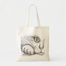 Saco de mão com desenho de gato a lápis