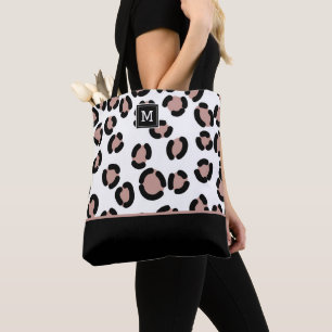 Bolsa Tote Saco de mão com estampa de leopardo rosa e preto e