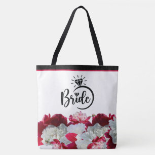 Bolsa Tote Saco de mão com estampa floral de peônias para noi