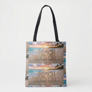 Bolsa Tote Saco de mão com estampa total Beach Vibes Only