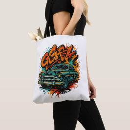 Bolsa Tote Saco de mão com grafite de carro clássico