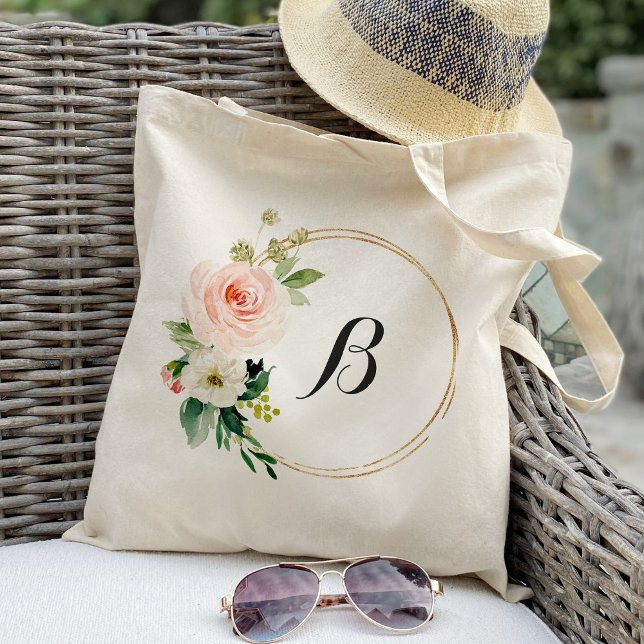 Bolsa Tote Saco de mão com grinalda floral personalizada para (Criador carregado)