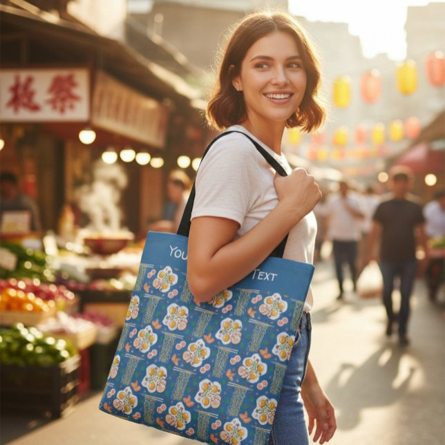 Bolsa Tote Saco de mão com ilustração de comida asiática pers (Criador carregado)