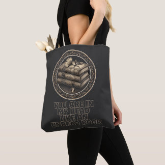 Bolsa Tote Saco de mão com livros antigos e citação introspec