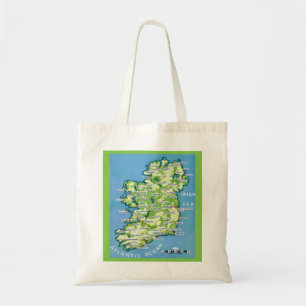 Bolsa Tote Saco de mão com mapa antigo da Irlanda