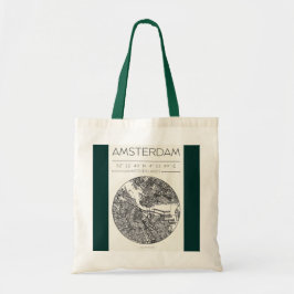 Bolsa Tote Saco de mão com mapa da cidade de Amsterdã, design