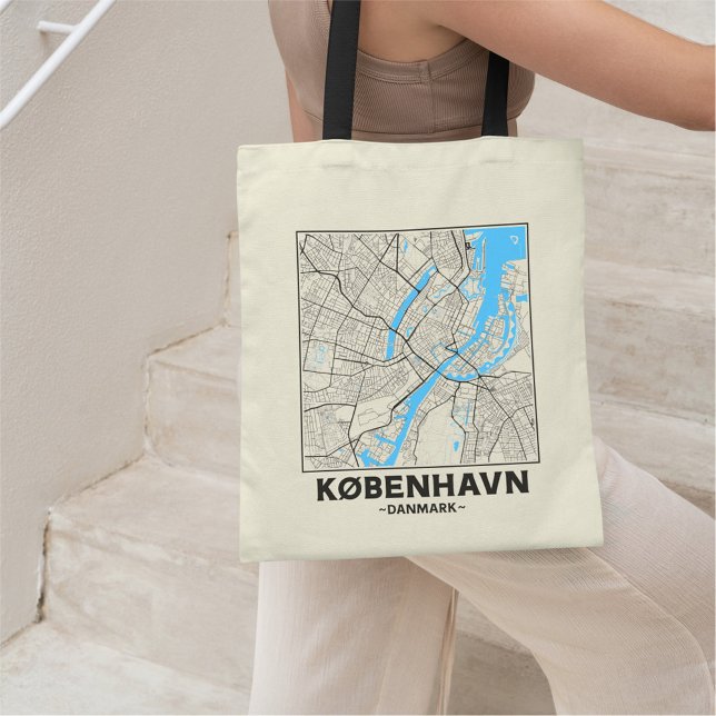 Bolsa Tote Saco de mão com mapa da cidade de Copenhague, Dina (Criador carregado)