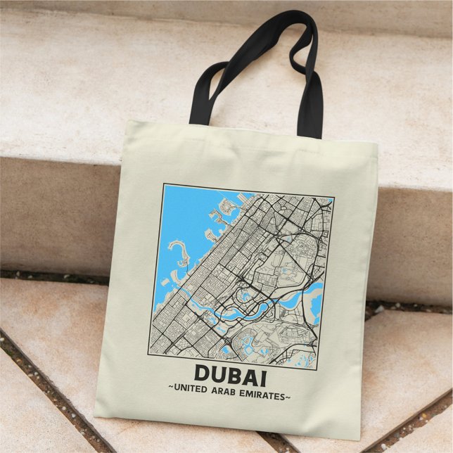 Bolsa Tote Saco de mão com mapa da cidade de Dubai, Emirados  (Criador carregado)