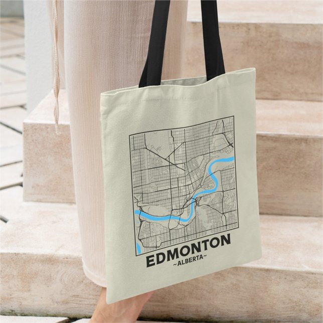 Bolsa Tote Saco de mão com mapa da cidade de Edmonton, Albert (Criador carregado)