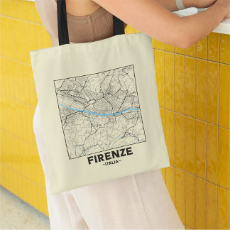 Bolsa Tote Saco de mão com mapa da cidade de Florença, Itália