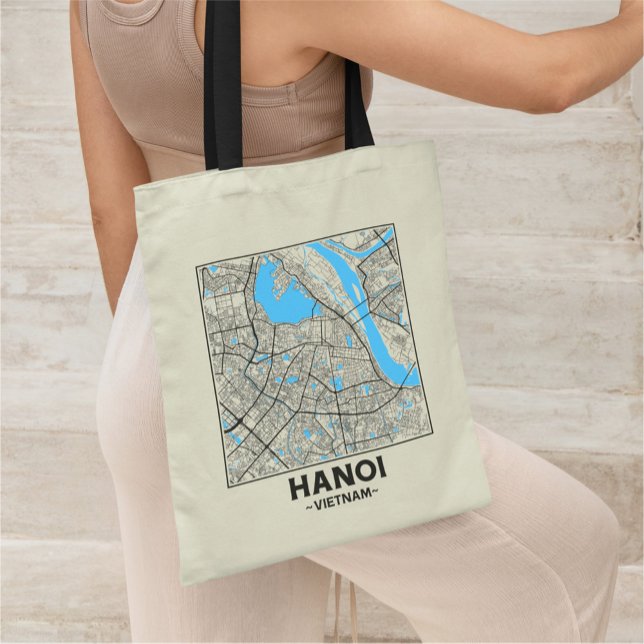 Bolsa Tote Saco de mão com mapa da cidade de Hanói, Vietnã (Criador carregado)