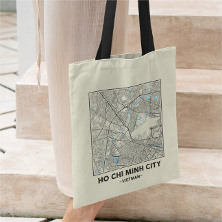 Bolsa Tote Saco de mão com mapa da cidade de Ho Chi Minh, Vie
