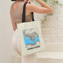 Saco de mão com mapa da cidade de Hong Kong