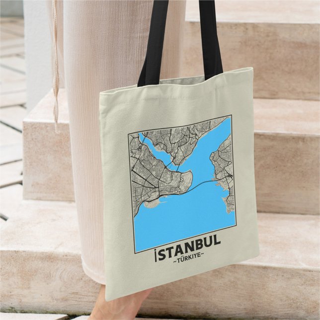Bolsa Tote Saco de mão com mapa da cidade de Istambul, Turqui (Criador carregado)