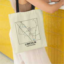 Saco de mão com mapa da cidade de Lincoln, Lincoln
