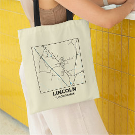 Bolsa Tote Saco de mão com mapa da cidade de Lincoln, Lincoln
