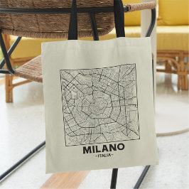 Bolsa Tote Saco de mão com mapa da cidade de Milão, Itália