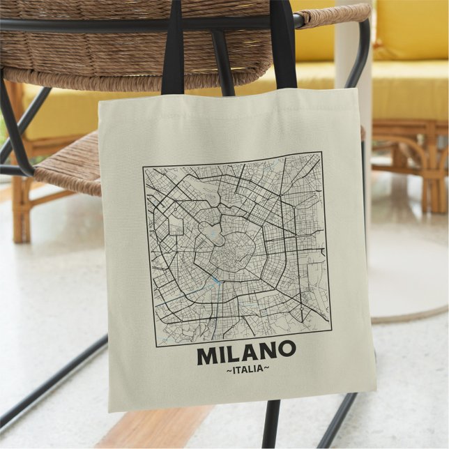 Bolsa Tote Saco de mão com mapa da cidade de Milão, Itália (Criador carregado)