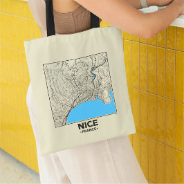 Bolsa Tote Saco de mão com mapa da cidade de Nice, França