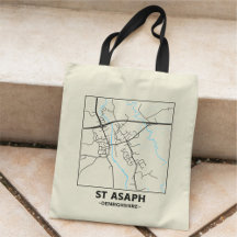 Saco de mão com mapa da cidade de St Asaph, Denbig