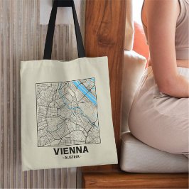 Bolsa Tote Saco de mão com mapa da cidade de Viena, Áustria