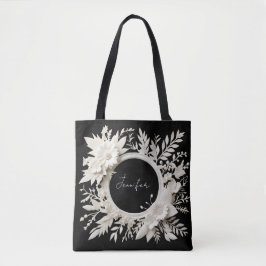 Bolsa Tote saco de mão com moldura de flor de papel personali