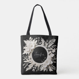 Bolsa Tote saco de mão com moldura de flor de papel personali