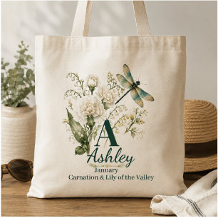 Bolsa Tote Saco de mão com monograma de flor de nascimento pe