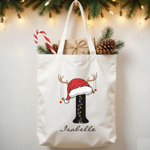 Bolsa Tote Saco de Mão com Monograma de Natal Personalizado p