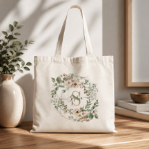 Saco de Mão com Monograma de Nome Floral Personali