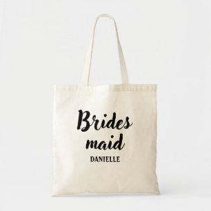 Bolsa Tote Saco de mão com nome personalizado Bridesmaid Blac